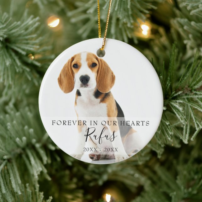 Pet Loss Dog Cat Memorial Photo Christmas Ceramic Ornament (Tree)