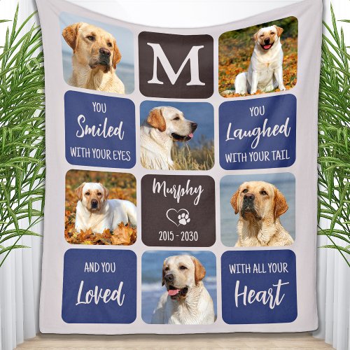 Pet Loss Dog Memorial Custom Stylish Modern Photo Fleece Blanket