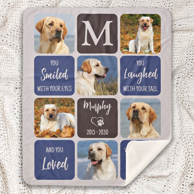 Pet Loss Dog Memorial Custom Stylish Modern Photo  Sherpa Blanket (Creator Uploaded)