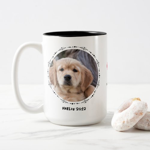 Pet Loss Dog Memorial Keepsake 2 Photo Custom Two_Tone Coffee Mug
