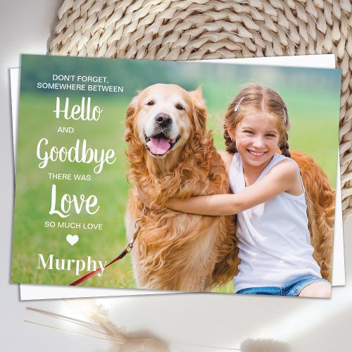 Pet Loss Dog Memorial Personalized Photo Sympathy Thank You Card