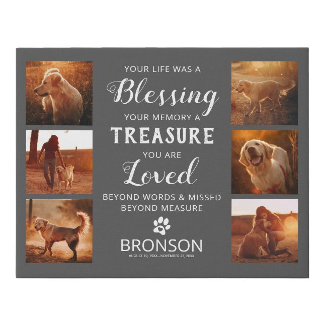 Pet Loss - Dog Memorial Photo Collage Faux Canvas Print (Front)