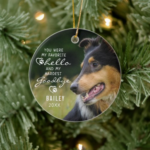 Pet Loss Dog Memorial Photo Quote Keepsake Ceramic Ornament