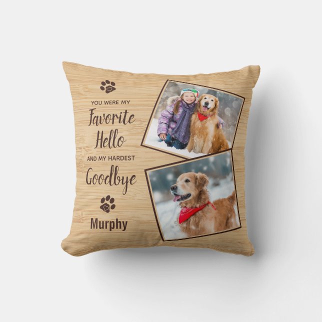 Pet Loss Dog Memorial Throw Pillow (Front)