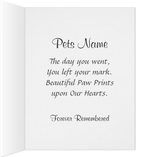 Pet Loss Dog or Cat Memorial Announcement (Inside (Right))