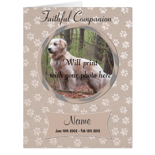 Pet Loss Dog or Cat Memorial Announcement (Front)