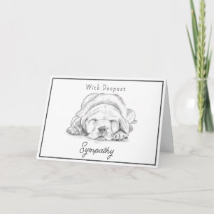 Pet Loss Dog Sympathy White Gray Hand Drawn Card