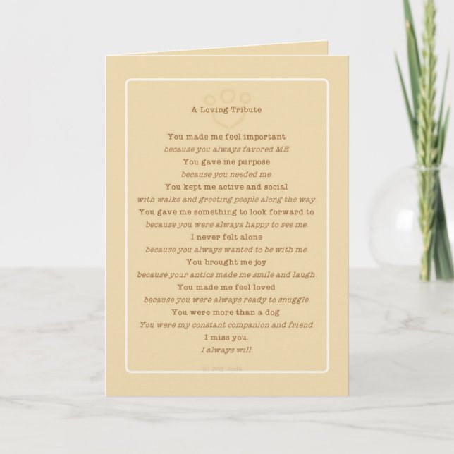 Pet Loss Dog Tribute Poem Card (Front)