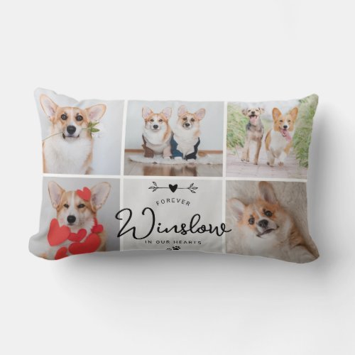 Pet Loss Gift Dog Memorial 5_Photo Keepsake Lumbar Pillow
