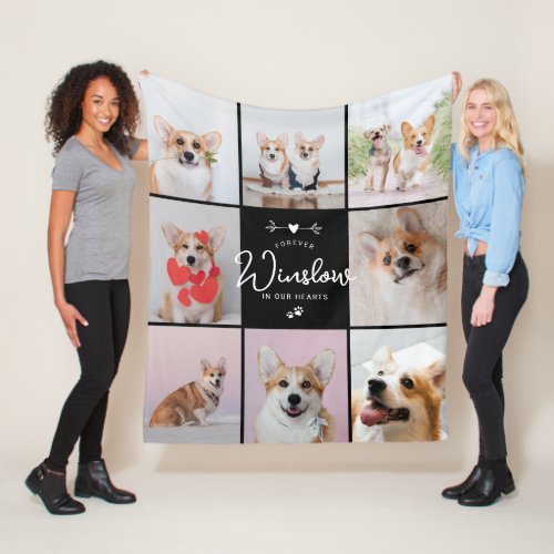 Pet Loss Gift Dog Memorial Photo Collage Keepsake Fleece Blanket