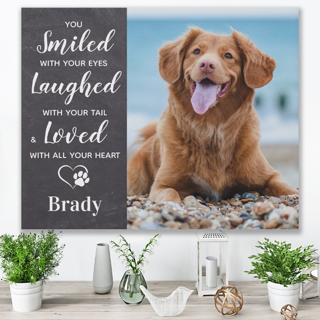 Pet Loss Gift Personalized Photo Pet Dog Memorial Faux Canvas Print (Creator Uploaded)