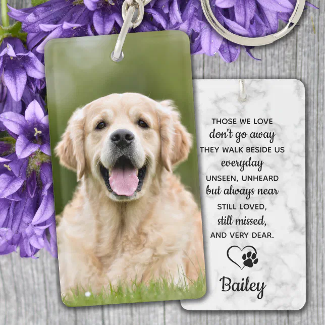 Pet Loss Gift Sympathy Quote Photo Pet Memorial Keychain | Zazzle