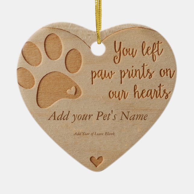 Pet Loss - Heart Wood Like Ornament (Front)