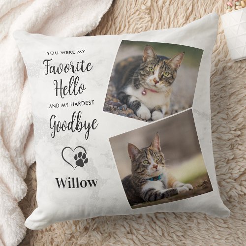 Pet Loss Keepsake Cat Memorial Throw Pillow