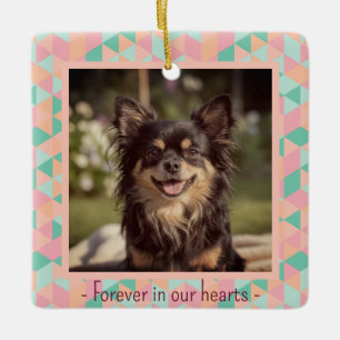 Pet Loss Memorial Custom Photo Pastel Geometric Ceramic Ornament