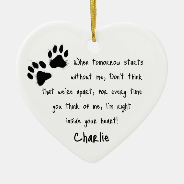 Pet Loss Memorial Plaque | Personalized Paw Print  Ceramic Ornament (Front)