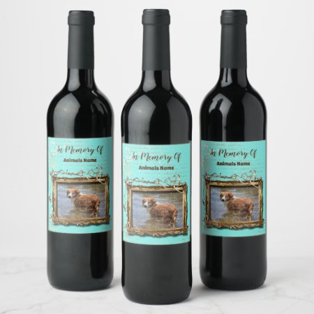 Pet Loss Memory | Vintage Photo Frame Turquoise Wine Label