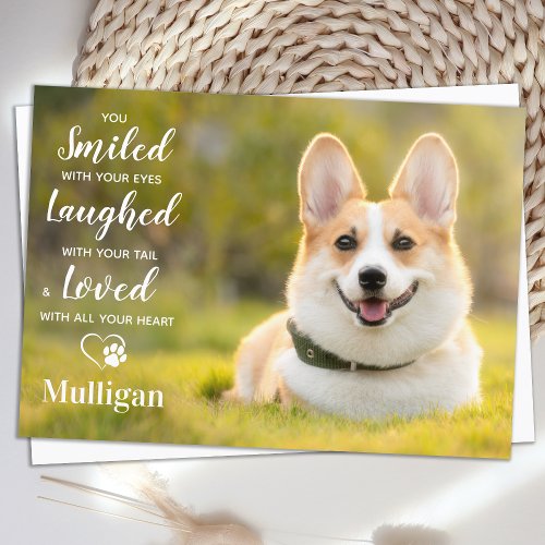 Pet Loss Modern Photo Personalized Dog Memorial Thank You Card