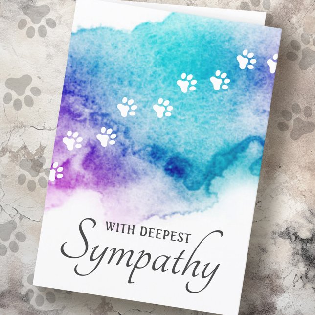Pet loss paw prints watercolor sympathy card (Pet loss paw prints watercolor sympathy card)