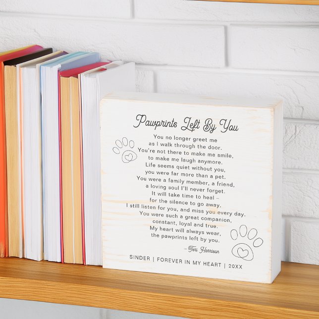 Pet Loss Pawprints Left By You Personalized Wooden Box Sign (Pet Loss Pawprints Left By You Personalized Wooden Box Sign)
