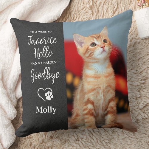 Pet Loss Personalized 2 Pictures Dog Cat Memorial Throw Pillow