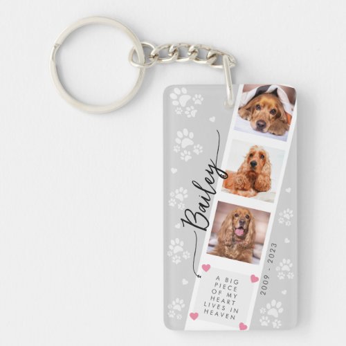 Pet Loss Personalized Photo Collage Dog Memorial Keychain