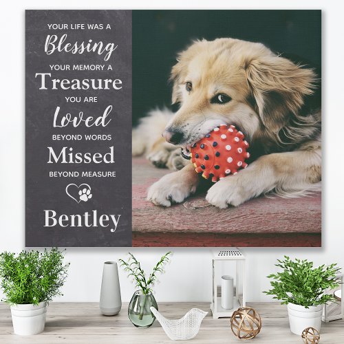 Pet Loss Personalized Remembrance Dog Memorial Faux Canvas Print