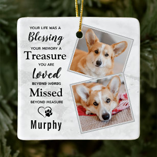 Pet Loss Personalized Sympathy Dog Memorial Photo Ceramic Ornament