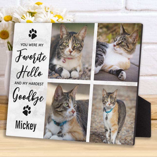Pet Loss Photo Collage Cat Memorial Plaque (Creator Uploaded)