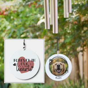 Pet Loss Photo with Black Paw Print Frame Wind Chime