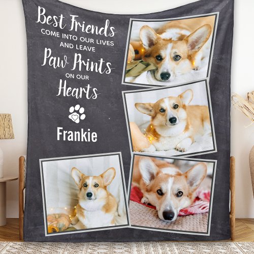 Pet Loss Quote Photo Collage Pet Dog Memorial Fleece Blanket