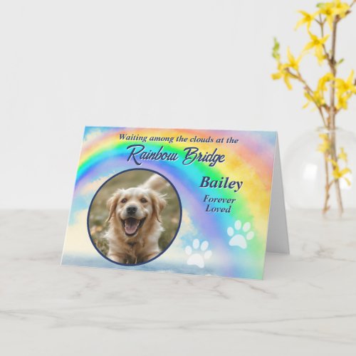 Pet Loss Rainbow Bridge Photo Sympathy Card