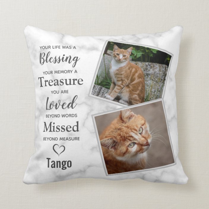 Pet Loss Remembrance Sympathy Quote Cat Memorial Throw Pillow