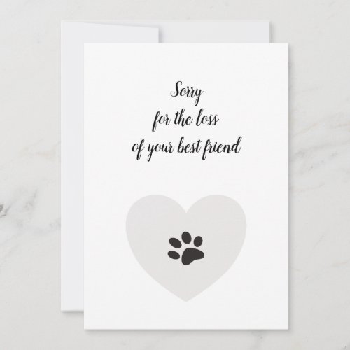 Pet loss sympathy card