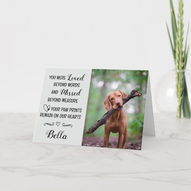 Pet Loss Sympathy Card Personalized Photo Pet Name (Front)