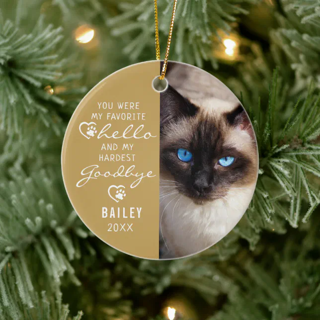 Pet Loss Sympathy Cat Memorial Photo Keepsake Ceramic Ornament | Zazzle