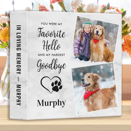 Pet Loss Sympathy Dog Memorial Photo Album 3 Ring Binder