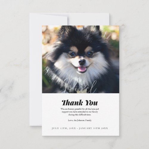 Pet Loss Thank You Sympathy Card