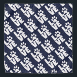 Pet Love Bandana<br><div class="desc">A Pet Love Bandana For Your Dog. Done In A Navy Background With The Love Typography And Paw Print.  Very Smart Looking.</div>