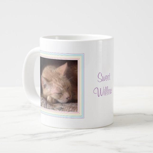 PET LOVE Big White Mug + Text / Rainbow (Front Left)