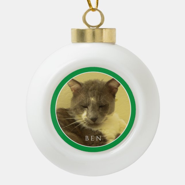PET LOVE Ceramic Ball Ornament /Green (Front)