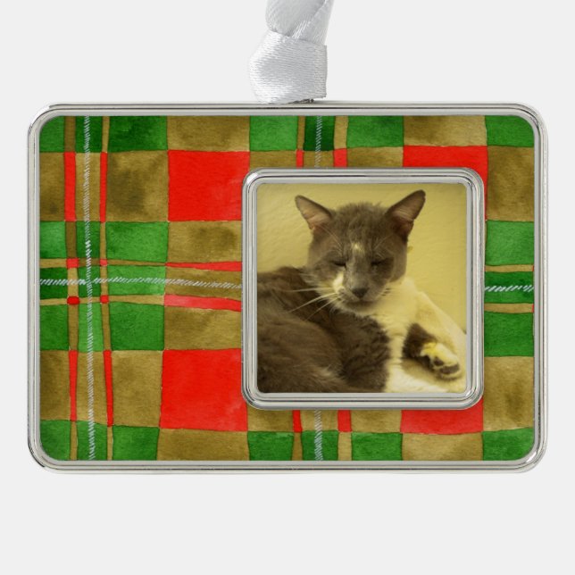 PET LOVE Framed Horiz Ornament / MacGregor Plaid (Front)