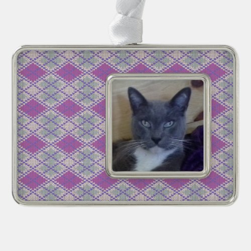 PET LOVE Framed Horizontal Ornament  Lilac Knit