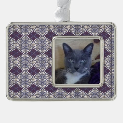 PET LOVE Framed Horizontal Ornament  Plum Knit