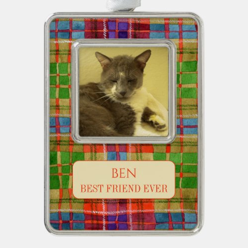 PET LOVE Framed Vert Ornament  Text  MacRaePlaid