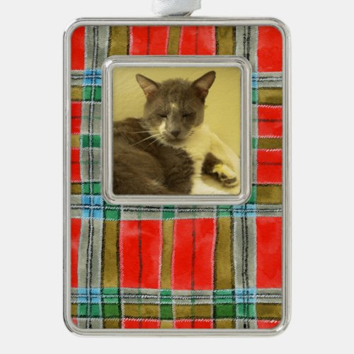 PET LOVE Framed Vertical Ornament  MacBain Plaid