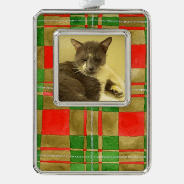 PET LOVE Framed Vertical Ornament / MacGregorPlaid (Front)