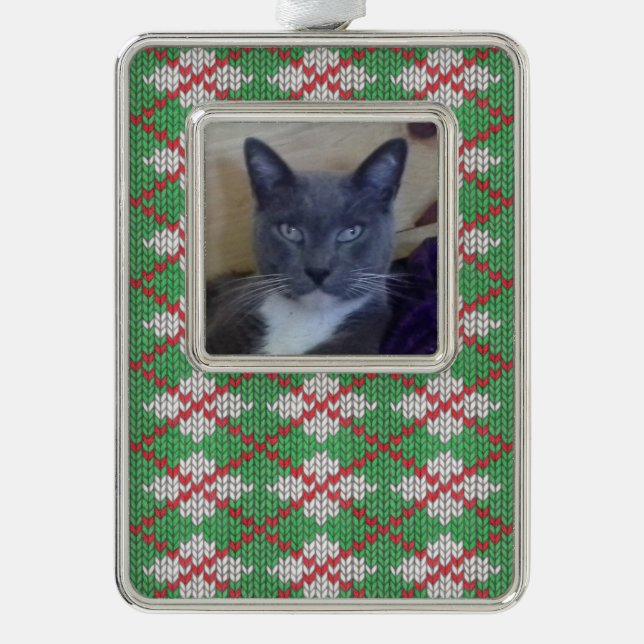 PET LOVE Framed Vertical Ornament / Xmas Knit (Front)