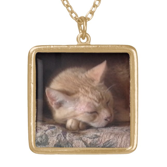 PET LOVE Gold Plated Square Necklace (Front)
