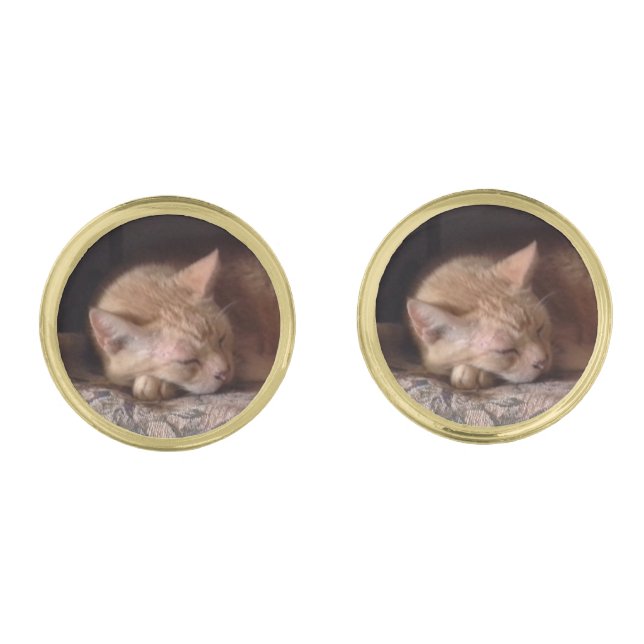 PET LOVE Gold Round Cufflinks (Front)